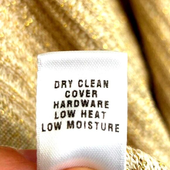 St. John SoCa Rib Knit Rayon Wool Metalized Gold Cardigan Tank Sweater Set Sz M - Picture 13 of 13